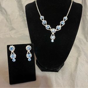 Prom/Special Occasion Necklace and Earrings, Light Blue